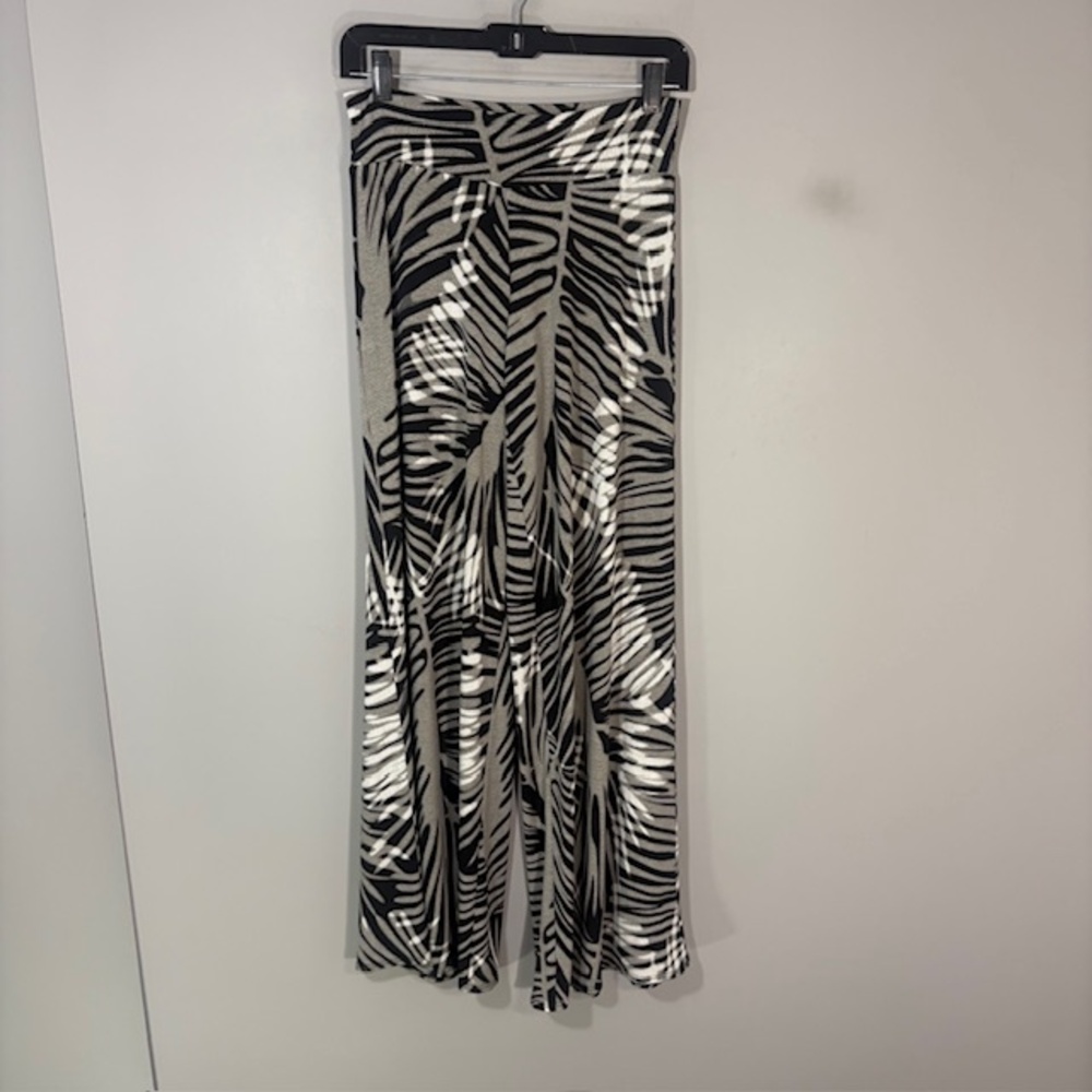 Clara Sunwoo Zebra Wide Leg Dress Pants Womens XS Gray Stretch Pull On Jersey